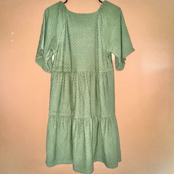 J. Crew Women's Midi Clip Dot Tiered Olive Green Dress - Small - Picture 9 of 9